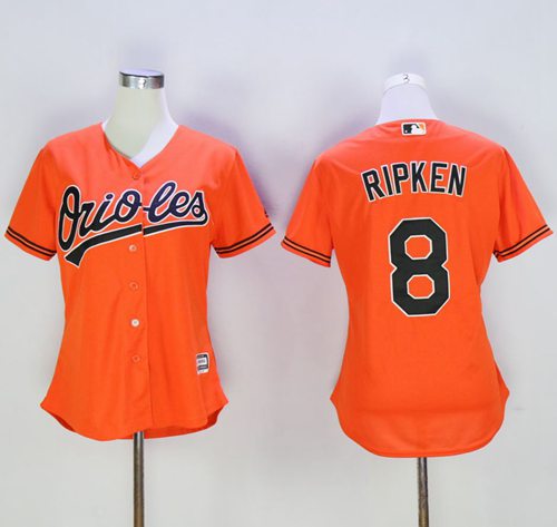 Orioles #8 Cal Ripken Orange Women's Alternate Stitched MLB Jersey